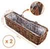 Rattan Balkonkasten 2er Set eckig mit Folie natur dunkel - Produktbild-Vorschau 2