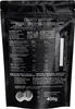 The back of a black resealable pouch containing peanut butter powder. Produktbild-Vorschau