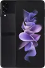 A black Samsung Galaxy Z Flip3 5G smartphone is shown with its screen displaying a purple abstract wallpaper. Produktbild-Vorschau