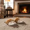 Damen Naturleder Hausschuhe Slippers Gefüttert Mit Wolle Produktbild-Vorschau 5