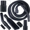 A collection of vacuum cleaner accessories, including a hose, various nozzles, and adapters, laid out on a white background. Anteprima dell’immagine prodotto
