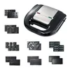 A collage of a black and silver sandwich maker with various interchangeable cooking plates. Anteprima dell’immagine prodotto