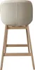 A back view of a bar stool with a cushioned seat and wooden legs. Voir les images du produit