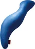 A blue pillow with an unusual shape, possibly for side sleeping, is shown against a white background. Produktbild-Vorschau