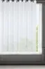 A white sheer curtain hangs in front of a window, with a glimpse of greenery outside. Produktbild-Vorschau