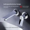 A close-up view of a modern wall-mounted faucet with text overlays. Produktbild-Vorschau