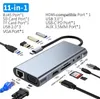 USB C Hub Verteiler 11 in 1 HDMI 4K VGA LAN 100M USB 3.0 SD Produktbild-Vorschau 2