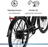 Close-up of the rear wheel and drivetrain of a black electric bicycle, with marketing text and icons above. Voir les images du produit