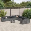 11-tlg. Garten-Sofagarnitur mit Kissen Grau Poly Rattan Produktbild-Vorschau 2