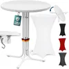CASARIA® Stehtisch mit Husse 80 cm Klappbar Weiß Rund Holz Produktbild-Vorschau 1