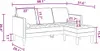 A diagram of a sofa with dimensions indicated by purple lines and numbers. Produktbild-Vorschau