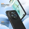 A black phone case is shown from the back, with a phone screen visible in the background. Anteprima dell’immagine prodotto
