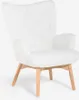 Poltrona moderne de style bergère en tissu bouclé blanc Voir les images du produit 1