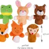 A collection of six plush finger puppets of forest animals arranged in two rows on a white background. Anteprima dell’immagine prodotto