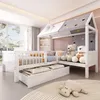 Sweiko Lit d'enfant en bois en forme de maison, lit simple, Voir les images du produit 1