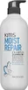 A white bottle of KMS Moist Repair Shampoo with a pump dispenser. Voir les images du produit