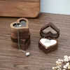 Dřevěný prsten Box šperky boxy měkký interiér Vintage Náhled obrázku produktu 6