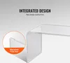 A close-up of a clear acrylic C-shaped table with text overlays highlighting its features. Náhľad obrázku produktu