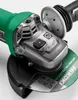 Close-up view of a power tool, specifically an angle grinder, showing its head and part of the handle. Voir les images du produit