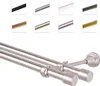 A collage showing different color options for a double curtain rod and a close-up of the rod itself. Anteprima dell’immagine prodotto