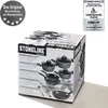 A product box for Stoneline ceramic cookware set, showing images of the pots and pans included. Produktbild-Vorschau
