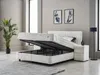 A boxspring bed with its storage compartment open, showing the mattress lifted. Produktbild-Vorschau