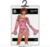 A woman modeling a 70s-style disco dress on a hanger, presented on a product card. Produktbild-Vorschau