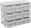 A white wooden chest of drawers with nine woven baskets. Náhľad obrázku produktu