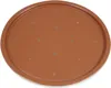 A top-down view of a round, brown table top with several small holes. Náhľad obrázku produktu