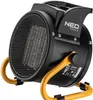 A black and yellow electric heater with a mesh front and a stand. Voir les images du produit