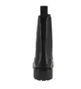 A black leather Chelsea boot with a thick sole, shown from the back. Produktbild-Vorschau