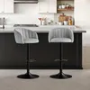STOOLINK 2er Set Barhocker Grau Samt Höhenverstellbar Produktbild-Vorschau 5