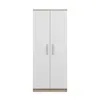 A tall, narrow wardrobe with two doors and silver handles, set against a plain white background. Produktbild-Vorschau