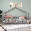Hausbett LISAN aus massiver Kiefer in grau, schönes Produktbild-Vorschau 1