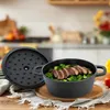 Gusseisen Topf mit Deckel - Größe: Ø 20 cm x 9 cm Produktbild-Vorschau 5