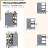 Collage of kitchen carts showing different configurations of drawers and shelves. Voir les images du produit