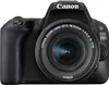 A front view of a black Canon EOS 200D camera with a lens attached, set against a plain white background. Produktbild-Vorschau