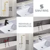 A collage of bathroom fixtures and sinks, featuring different styles and colors, with brand logo and text. Produktbild-Vorschau