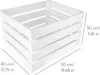 A white wooden crate with dimensions indicated by measurement lines and text. Náhľad obrázku produktu