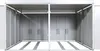 An empty, open, light gray metal bicycle garage with two separate compartments, each with a door. Anteprima dell’immagine prodotto