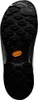 Schwarze Schuhsohle mit markantem Profil und orangefarbenem Vibram-Logo in der Mitte Voir les images du produit