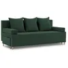 A green couch with three pillows on a white background. Produktbild-Vorschau