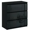 A black chest of drawers with three drawers, each with a glossy black front. Produktbild-Vorschau