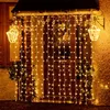 A decorated doorway with string lights for Christmas. Podgląd zdjęcia produktu