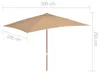 vidaXL Parasol avec mât en bois 200x300 cm Taupe Voir les images du produit 6