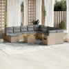 12-tlg. Garten-Sofagarnitur mit Kissen Beige Poly Rattan Produktbild-Vorschau 2