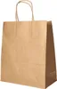 A brown paper shopping bag with handles against a white background. Produktbild-Vorschau