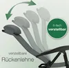 Diagram showing the adjustable backrest of a camping chair with multiple positions indicated by arrows and text. Produktbild-Vorschau