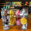 Kreative Kunststoff Stroh Wasserflasche Niedlichen Tier Produktbild-Vorschau 4