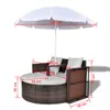 vidaXL Gartenbett mit Sonnenschirm Braun Poly Rattan Produktbild-Vorschau 15
